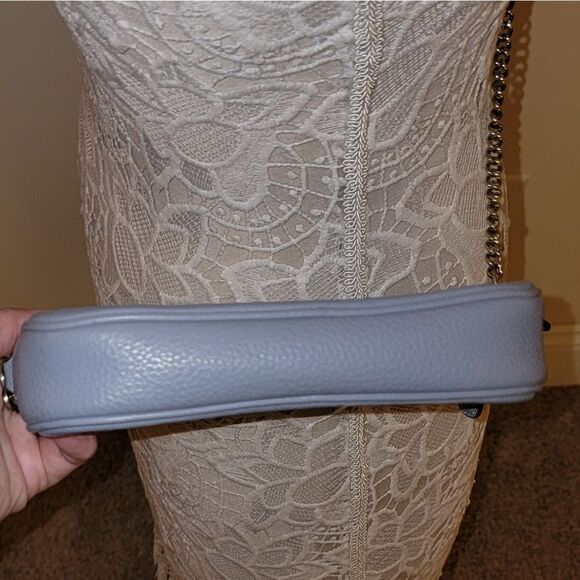 Coach Leather Double Zip Crossbody Purse Handbag w Chain Strap - Pool Blue - Picture 6 of 10